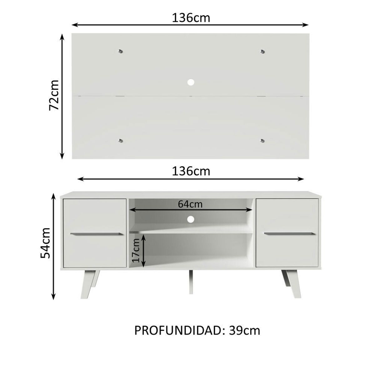 MADESA - Centro Entretenimiento para TV Copenhagen Mesa y Panel Hasta 55 Pulgds