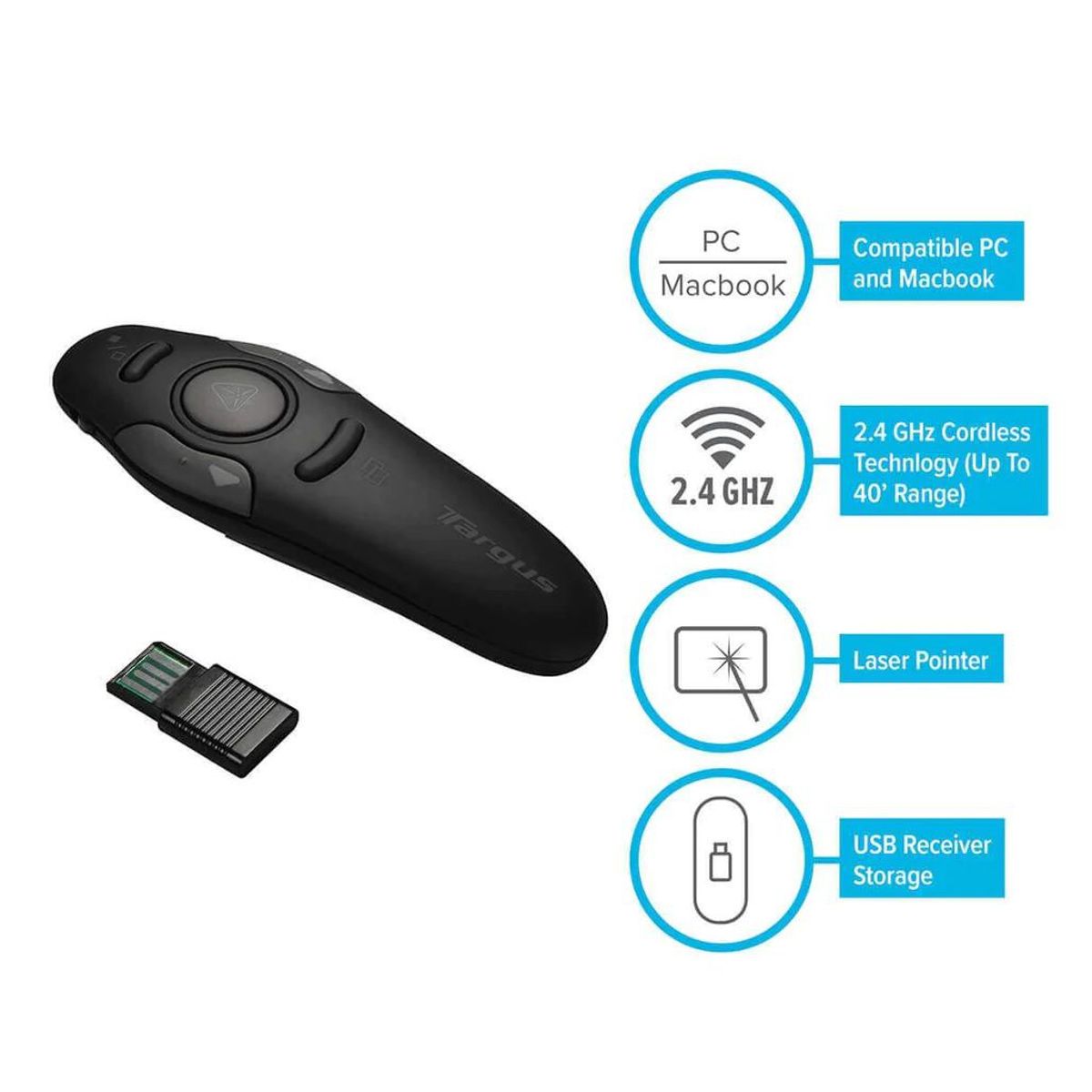 TARGUS - Puntero Laser Presentador Targus Laser AMP16US Wireless