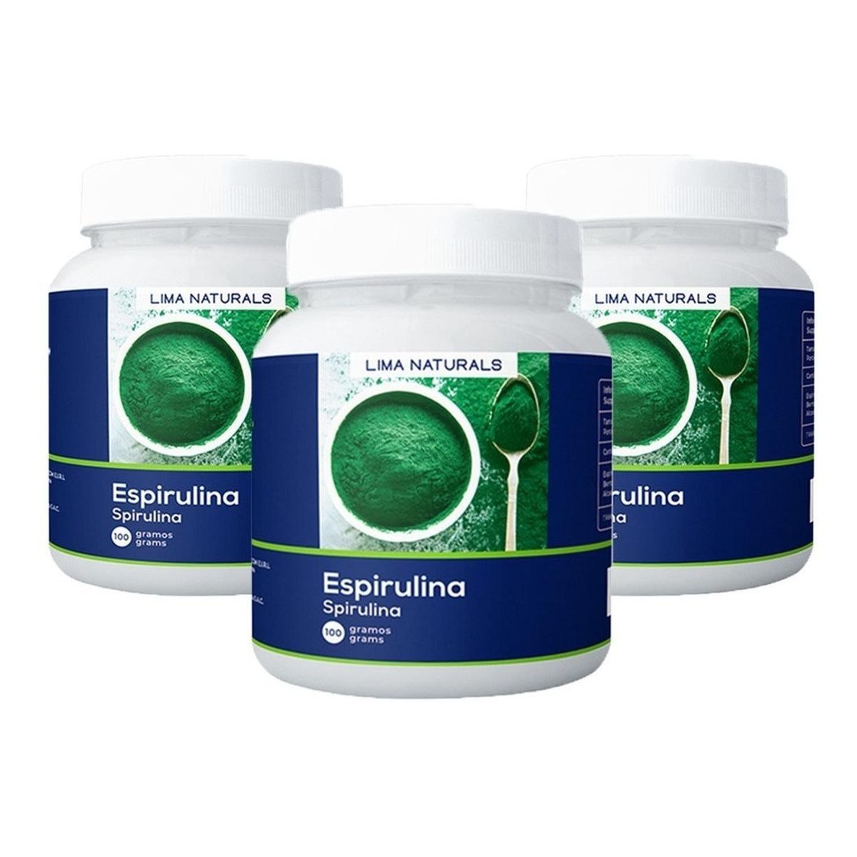 LIMA NATURALS - Pack 03 Pomos Espirulina Lima Naturals 100 gr