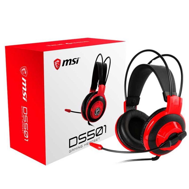 MSI - Audífono Gamer MSI DS501 40mm 35mm Microfono control en linea