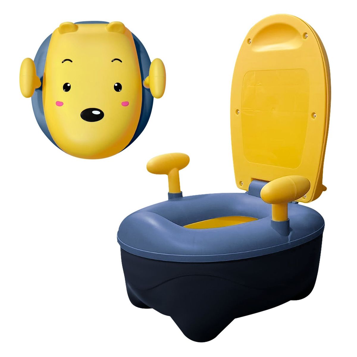 BUYPAL - Bacín Osito Para Bebe Portátil Azul con Amarillo