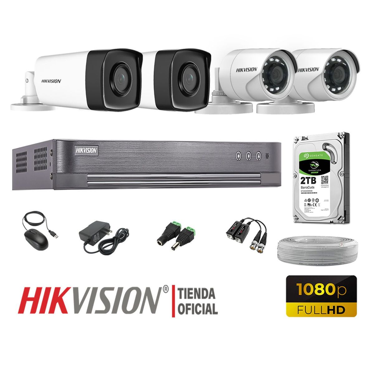 HIKVISION - KIT 4 CÁMARAS SEGURIDAD EXTERIOR IT3F  FULL HD DISCO 2TB WD