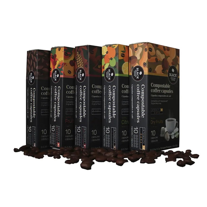 BLACK - 50 Cápsulas compostables mix compatibles con Nespresso®