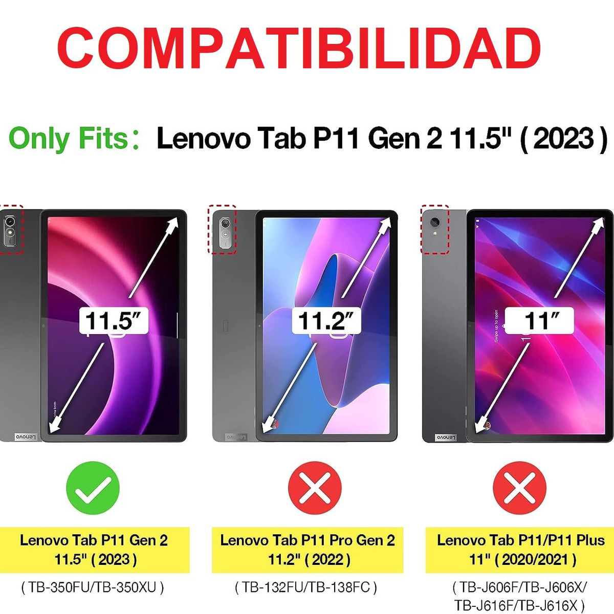 GENERICO - Funda de Cuero Giro 360° para Lenovo Tab P11 2da Gen 115 TB-350FU