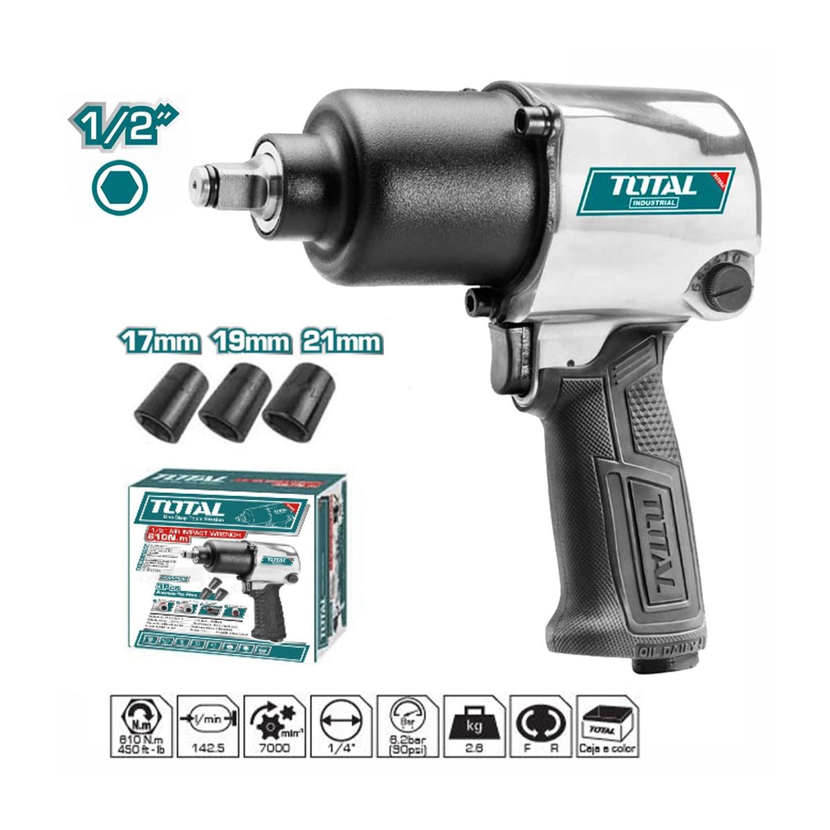 TOTAL TOOLS - LLAVE DE IMPACTO NEUMATICA 12 610NM AUTO CAMIONES TOTAL - TAT40122