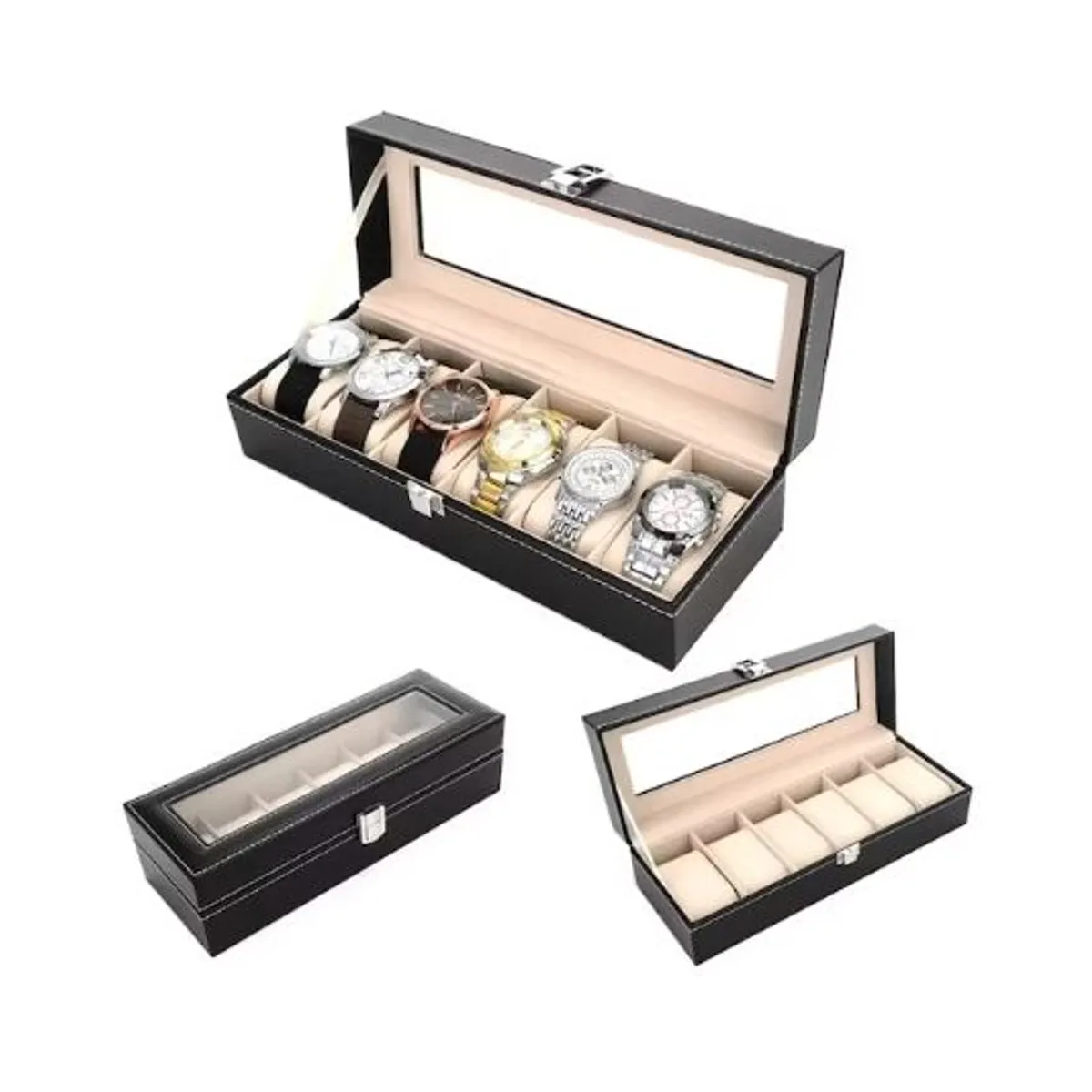 GENERICO - Porta relojes De 6 Relojes Estuche organizador Elegante