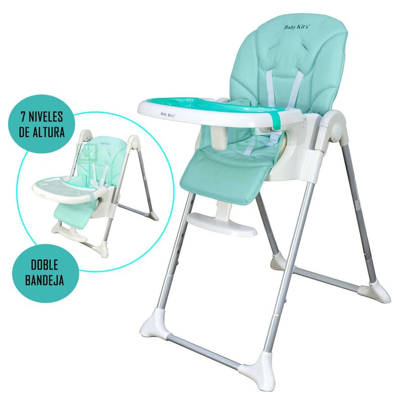 BABY KITS - Silla de Comer ELEGANT Regulable Reclinable y Plegable verde