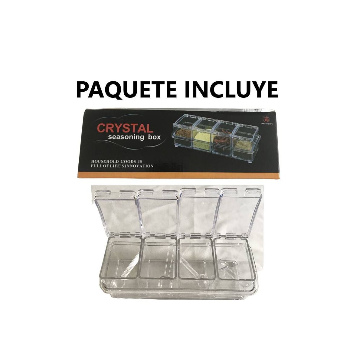 GENERICO - Organizador de condimentos 4 compartimientos con cuchara