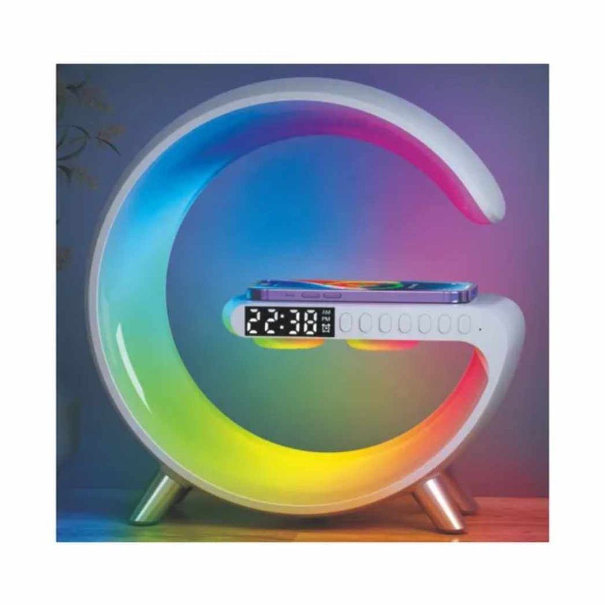 GENERICO - Reloj Despertador con Lampara Luces LED - Radio Bluetooth Cargador