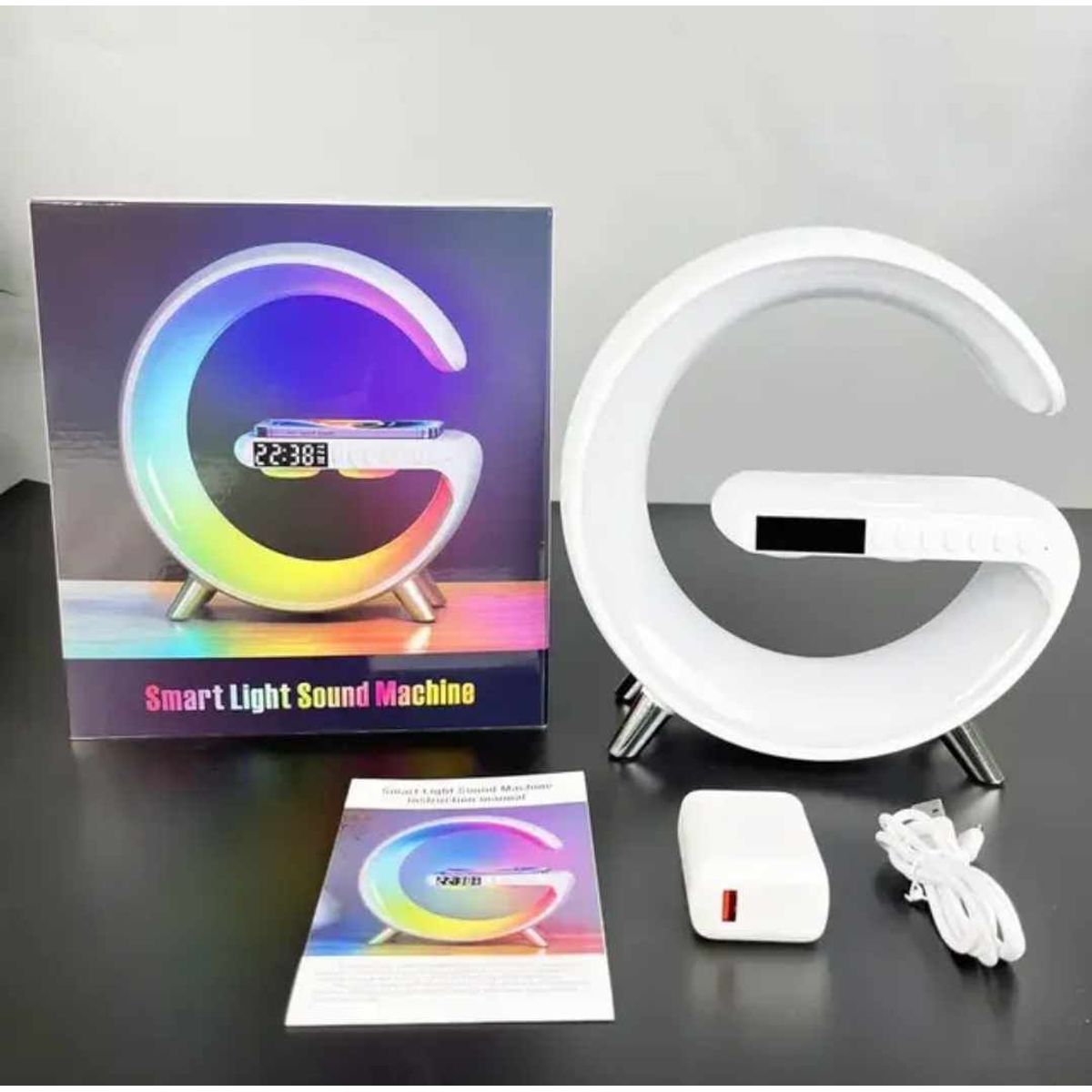 GENERICO - Lampara LED con Reloj Despertador  Radio Bluetooth Cargador