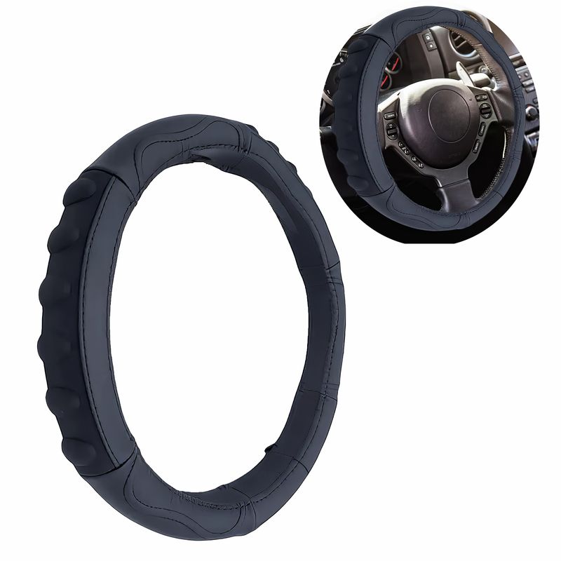 GENERICO - Cubre Volante Cuero M Auto Negro Ergonomico