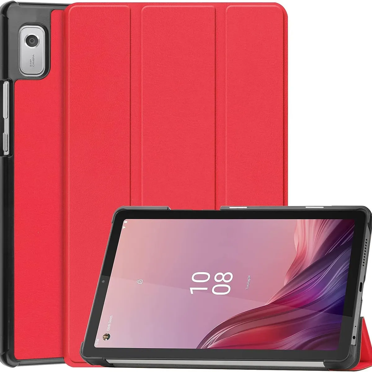 GENERICO - Funda Bookcover para Tablet Lenovo M9 Rojo