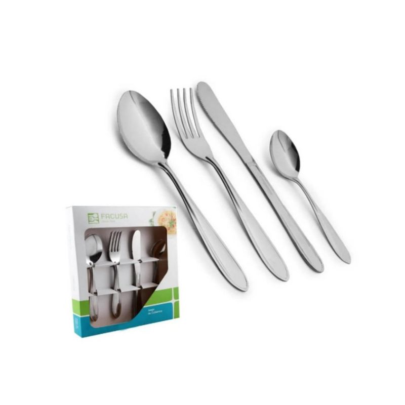 FACUSA - Set de Cubiertos FACUSA Acero Inoxidable16 Pz Cuchara Tenedor Cuchillo
