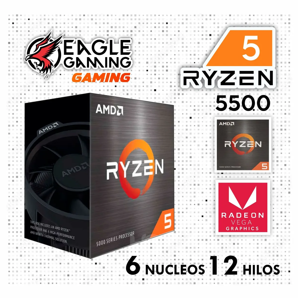 AMD - PROCESADOR AMD RYZEN 5 5500, 3.60 / 4.20 GHZ,16MB L3,100-100000457BOX