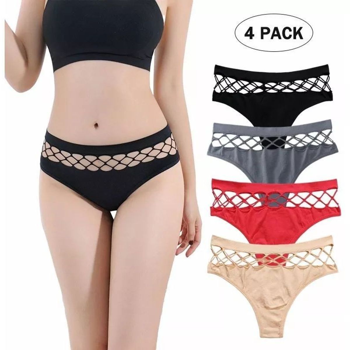 BAALATHKKO5 - 4 Piezas  Señoras Tanga De Alta Cintura Ajustadas