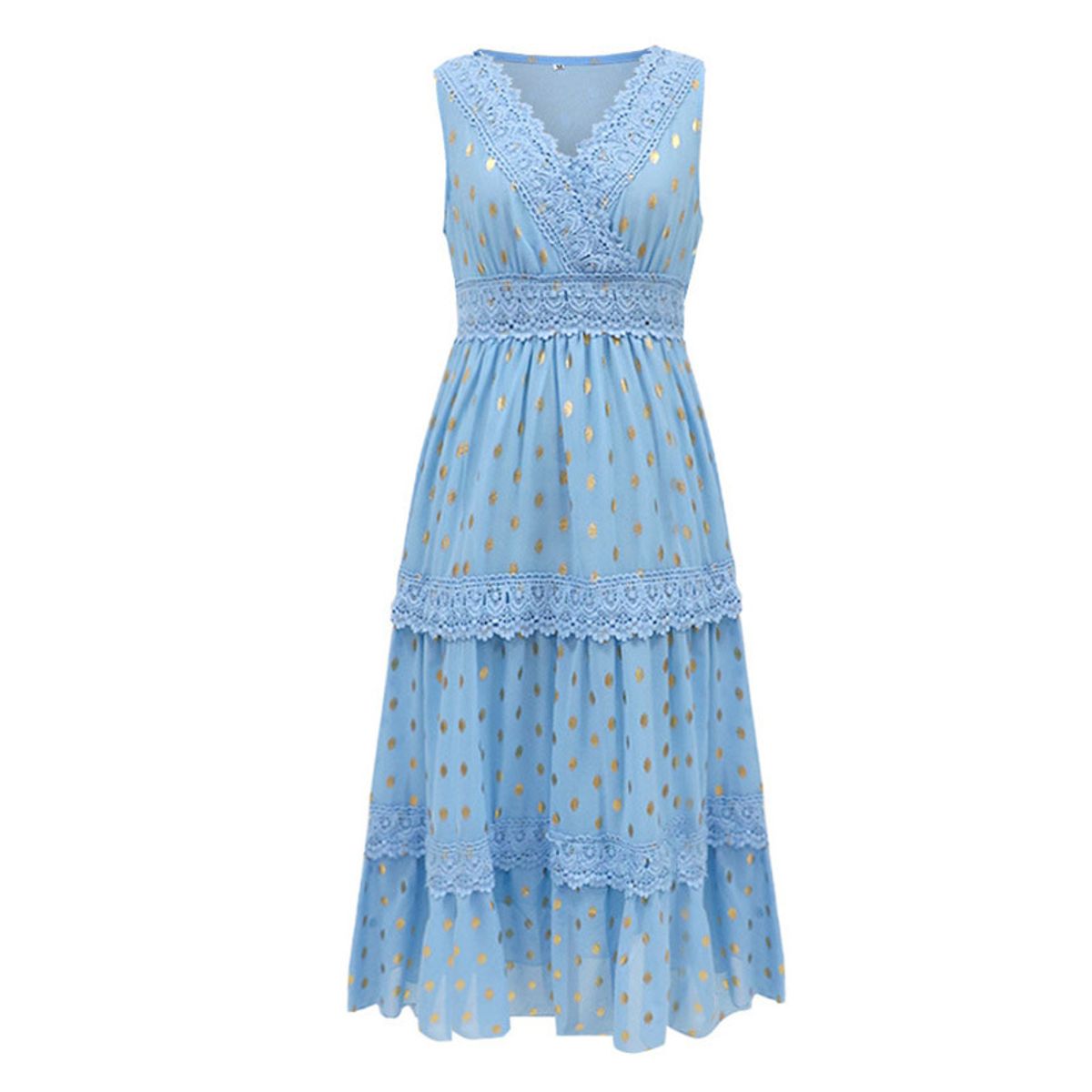 BLWOENS - Vestido largo de fiesta para mujer - Celeste