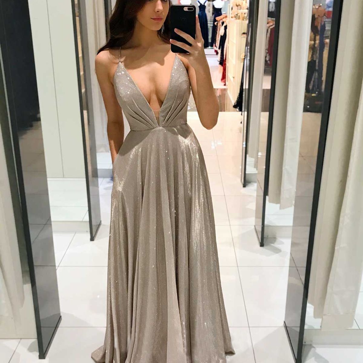 BLWOENS - Vestido largo de fiesta para mujer - Caqui