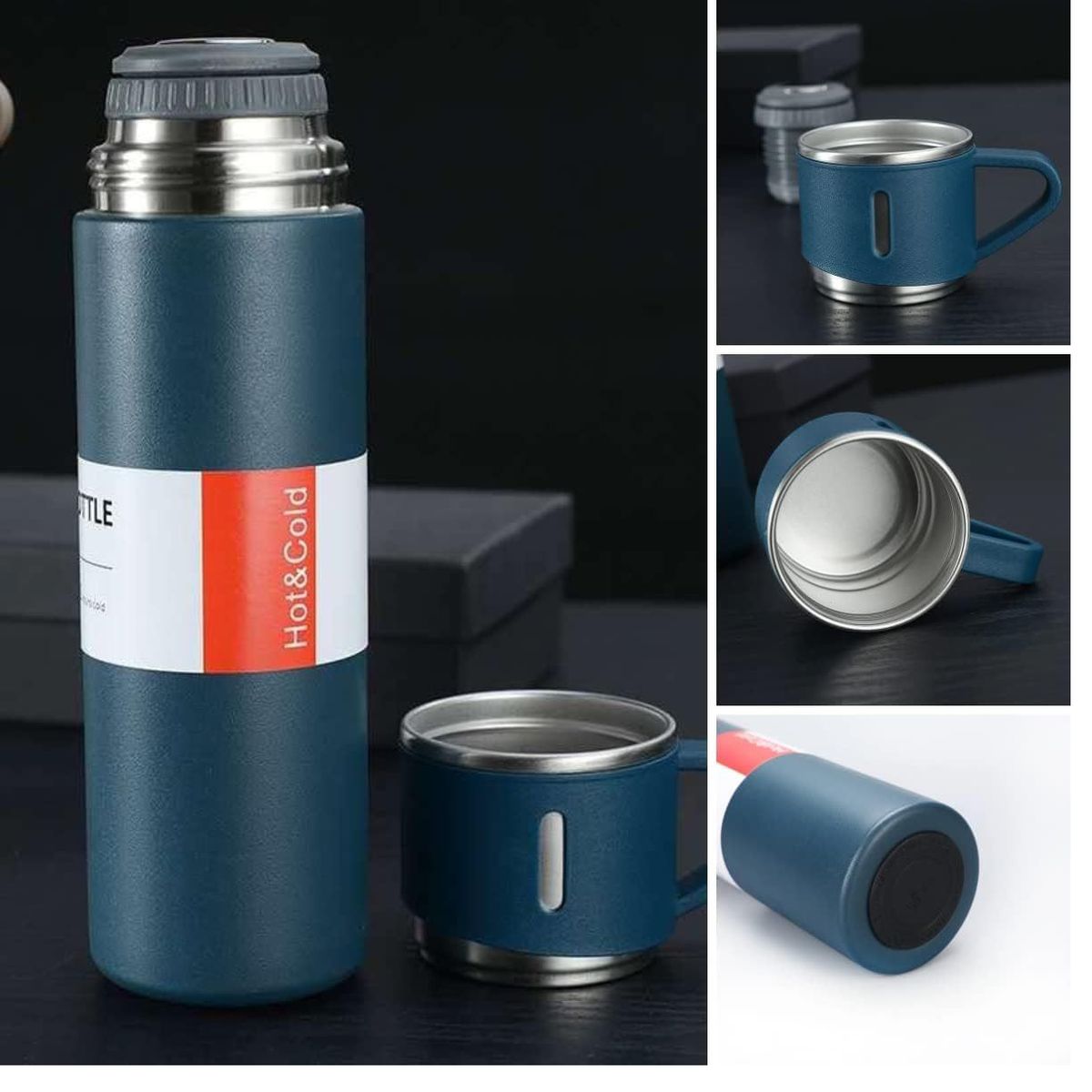 GENERICO - Termo para Viaje de Acero Inoxidable con 3 Tazas