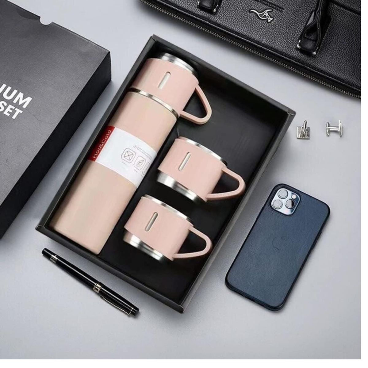 OEM - Termo para Viaje de Acero Inoxidable con 3 Tazas