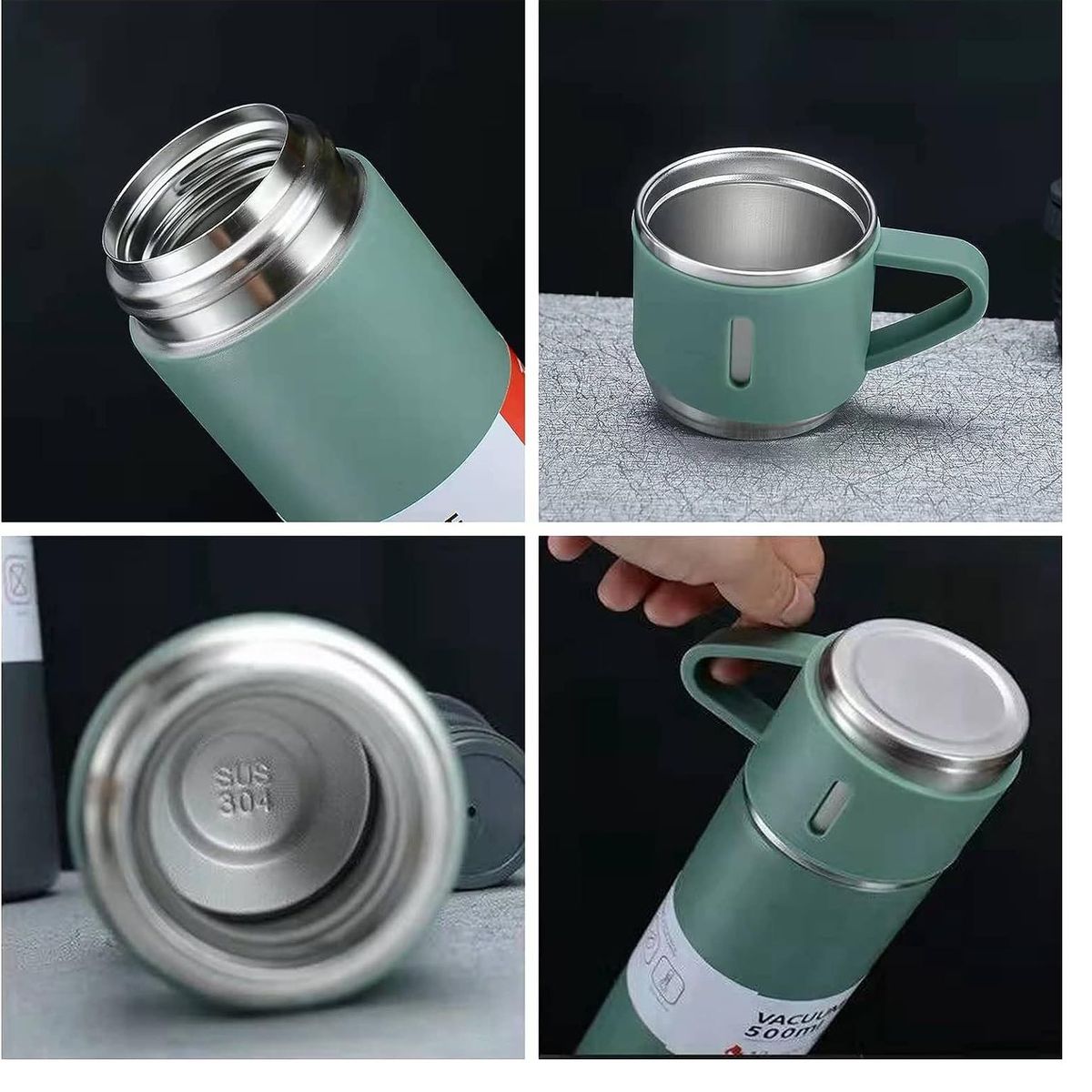 OEM - Termo para Viaje de Acero Inoxidable con 3 Tazas