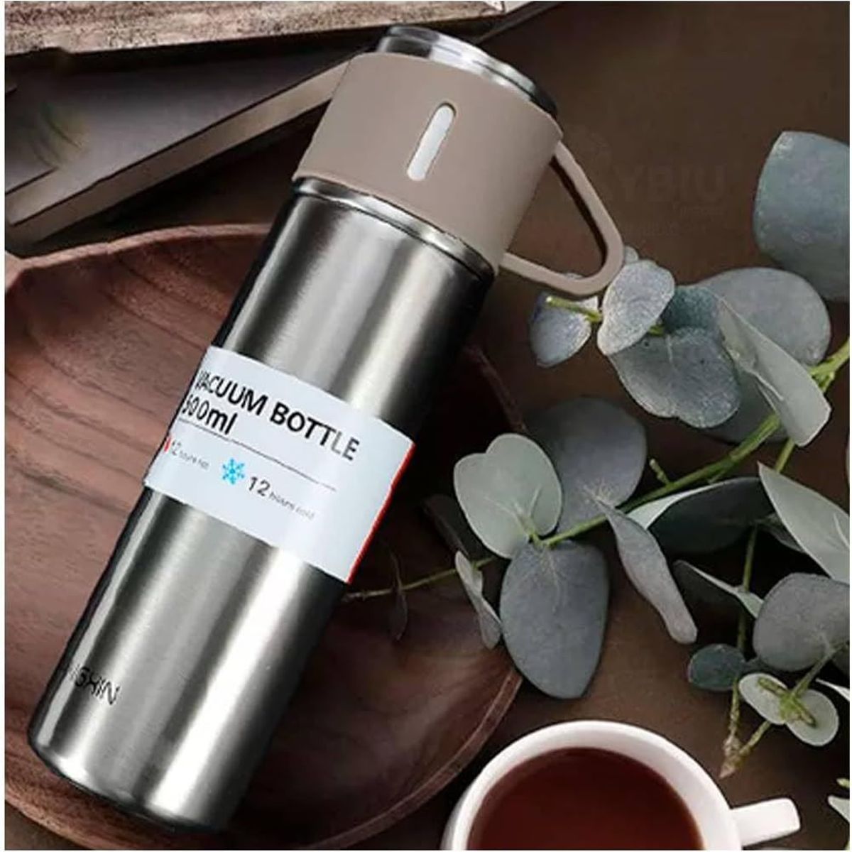 GENERICO - Termo para Viaje de Acero Inoxidable con 3 Tazas