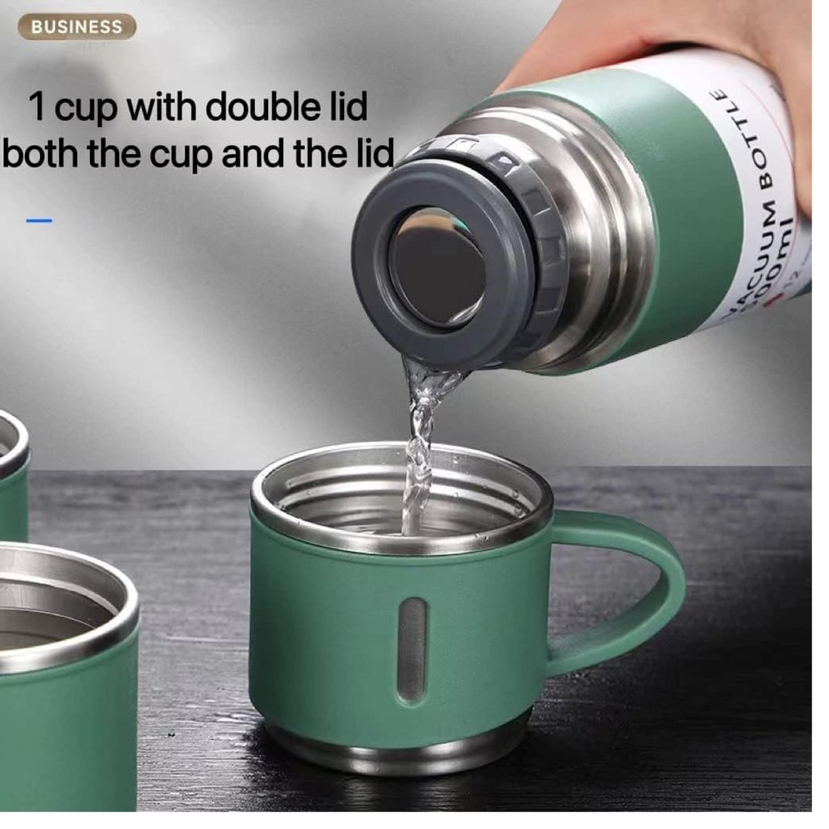 GENERICO - Termo para Viaje de Acero Inoxidable con 3 Tazas