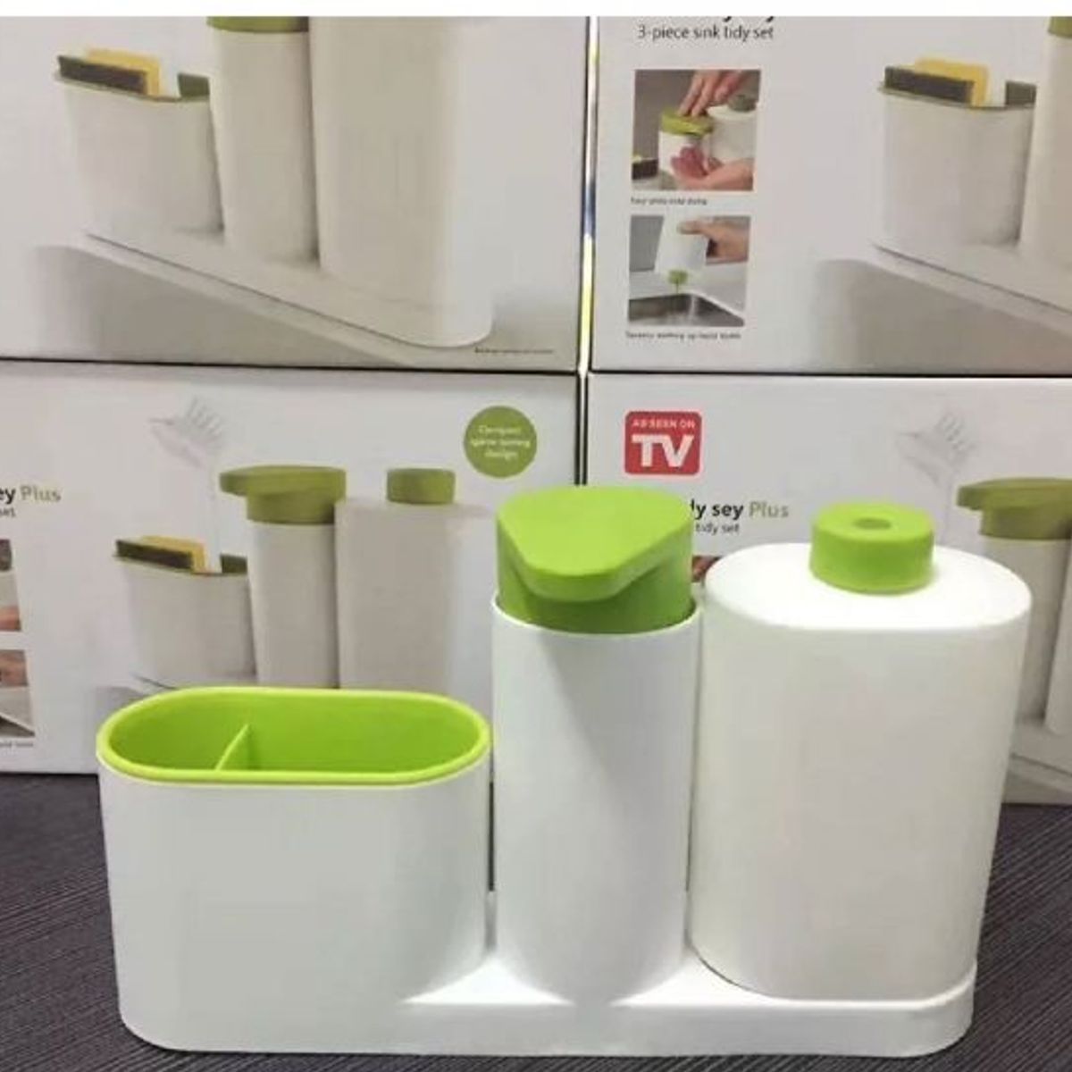 GENERICO - Organizador De Lavadero Dispensador De Jabón Líquido 3 En 1