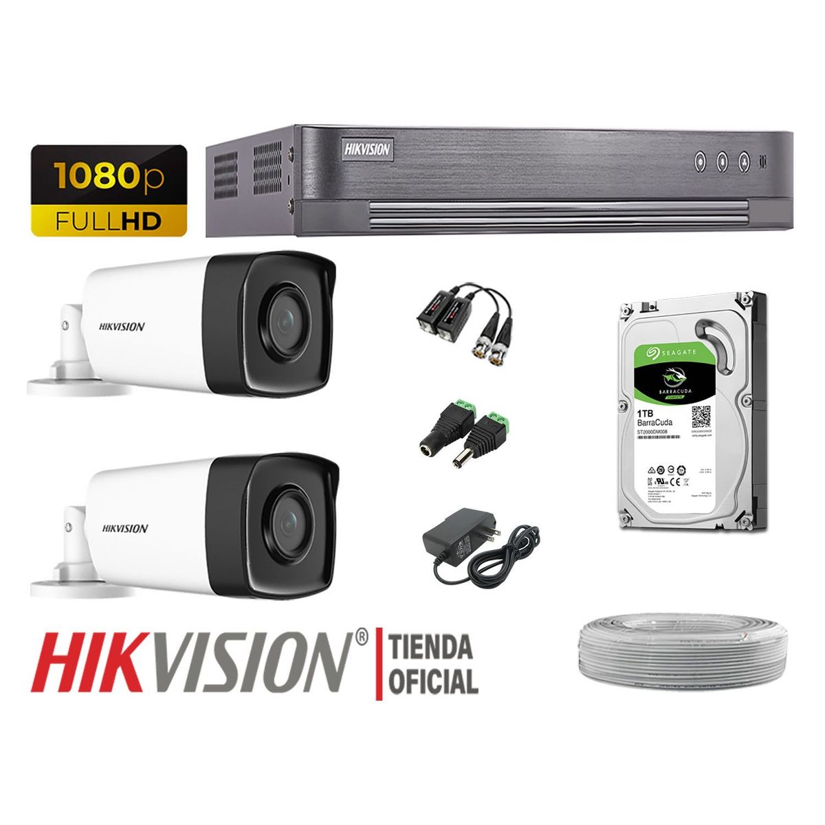 HIKVISION - KIT 2 CÁMARAS SEGURIDAD IT3F EXTERIOR  FULL HD DISCO 1TB P2P