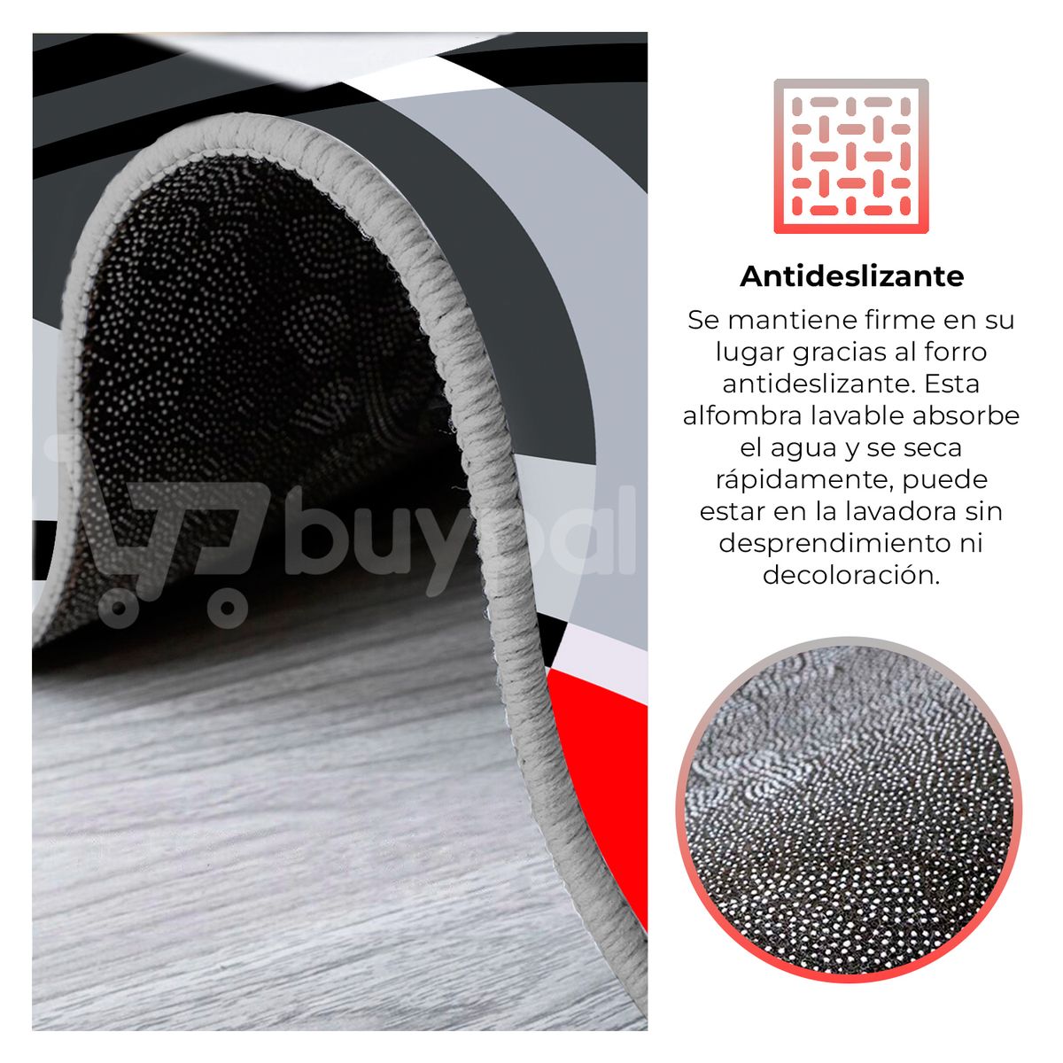 BUYPAL - Alfombra Roja Moderna 160x230cm Sala Cocina Habitacion