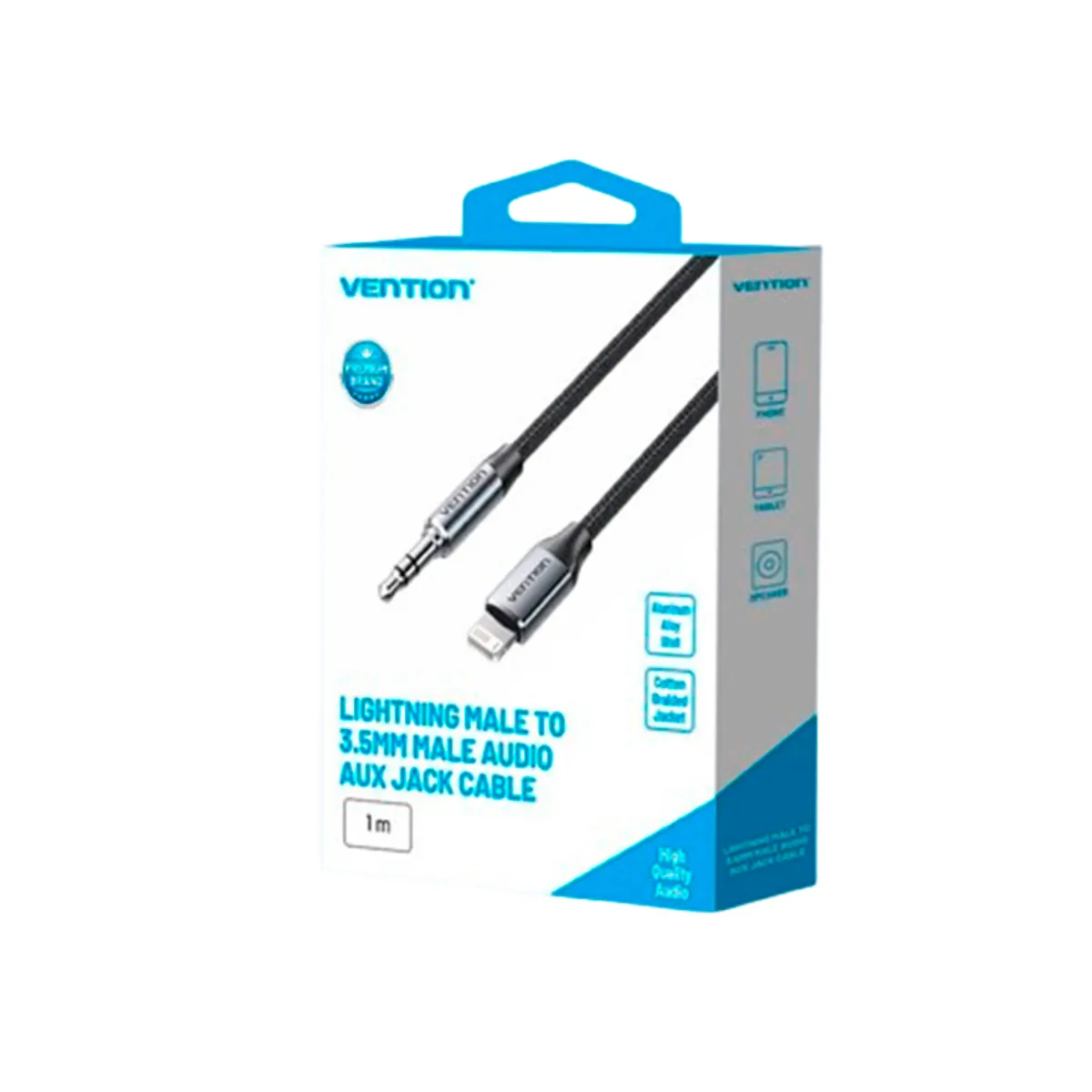 VENTION - Cable Lightning PREMIUM 35mm TRS Audio HiFi iPhone Coche