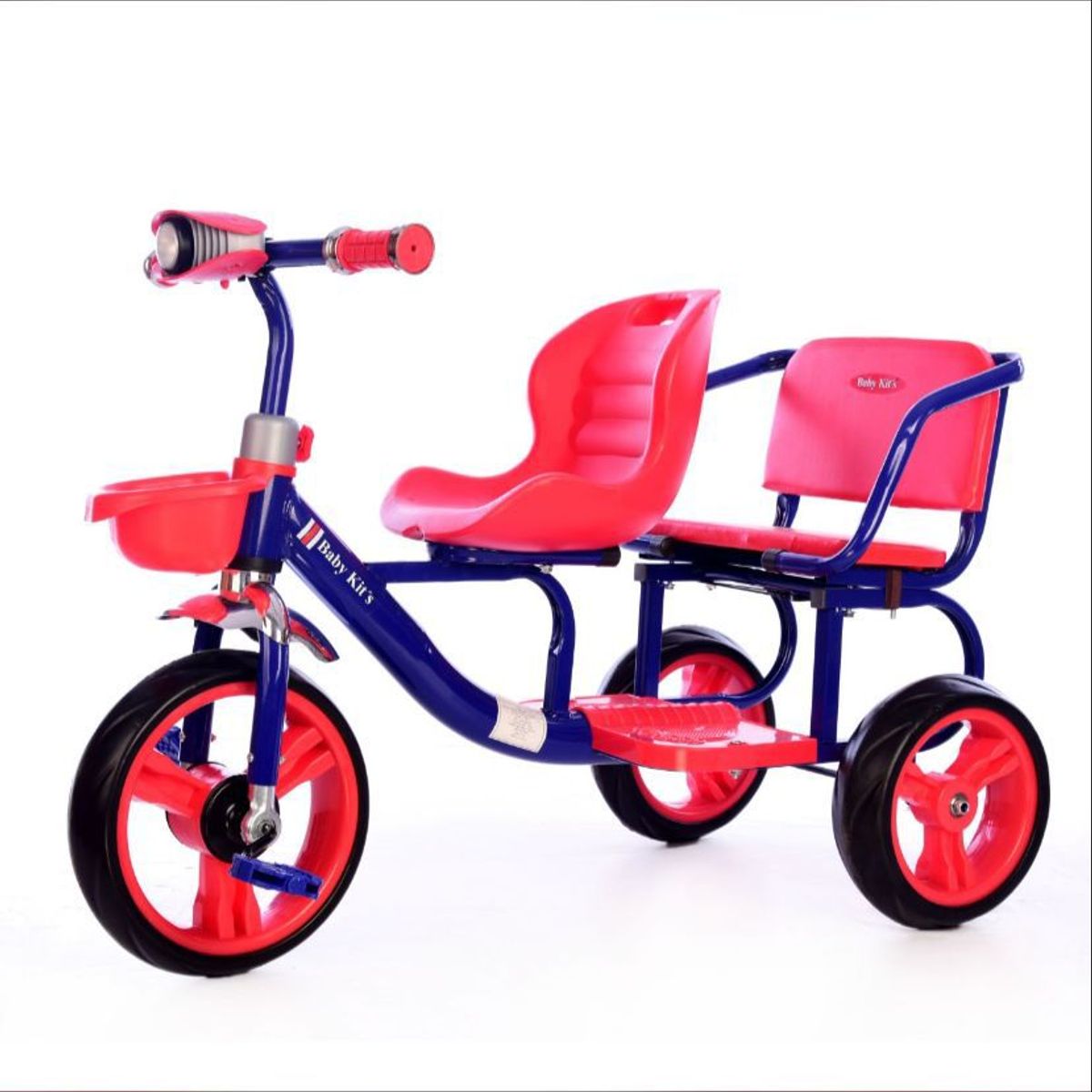 BABY KITS - Triciclo Doble Asiento Neo 2 Asientos - Rojo con azul