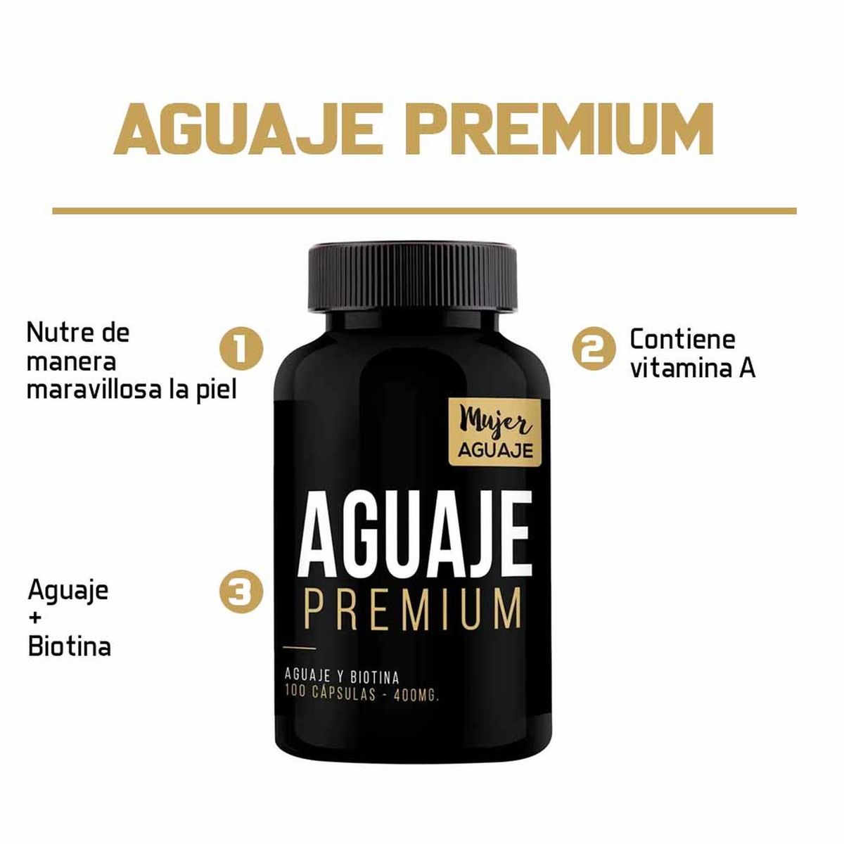 MUJER AGUAJE - Aguaje Premium 100 Cápsulas + Maca Negra 100 Cápsulas Maca Works