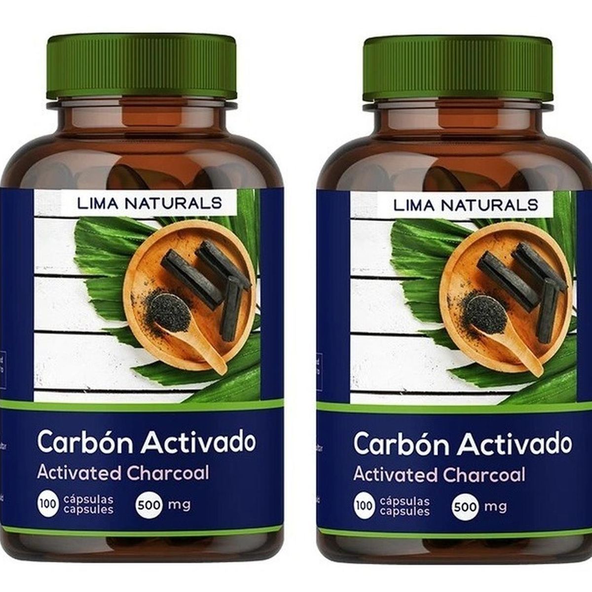 LIMA NATURALS - Pack 02 Frascos Carbon Activado Lima Naturals 100 Capsulas