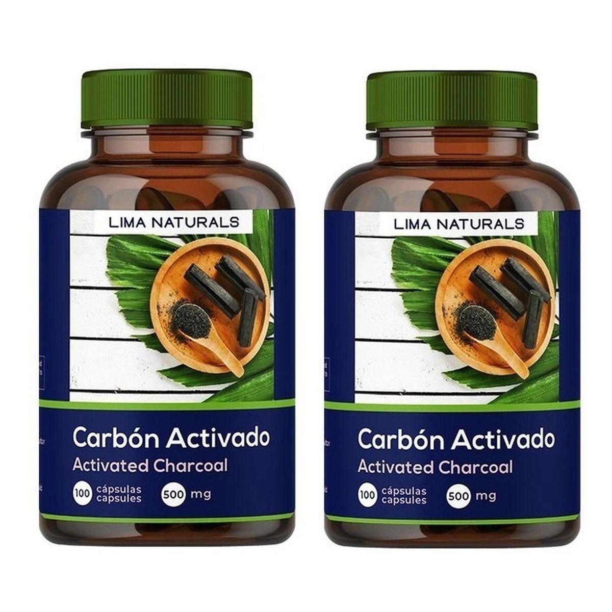 LIMA NATURALS - Pack 02 Frascos Carbon Activado Lima Naturals 100 Capsulas