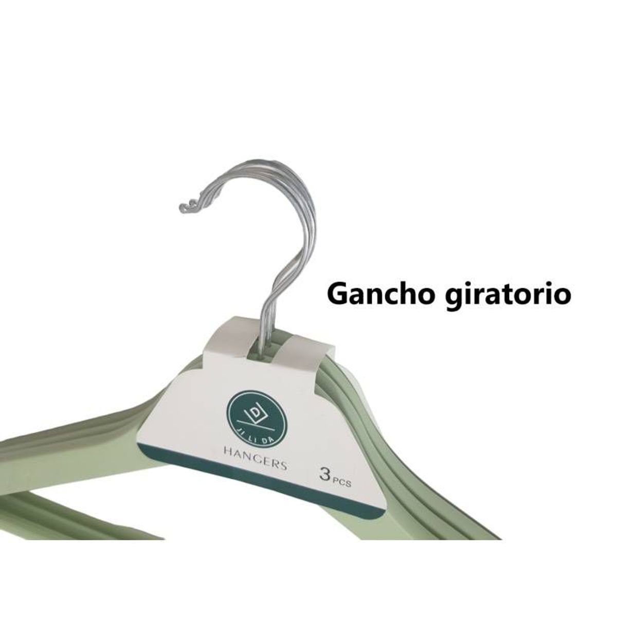 GENERICO - 3 ganchos colgadores perchas de ropa  VERDE