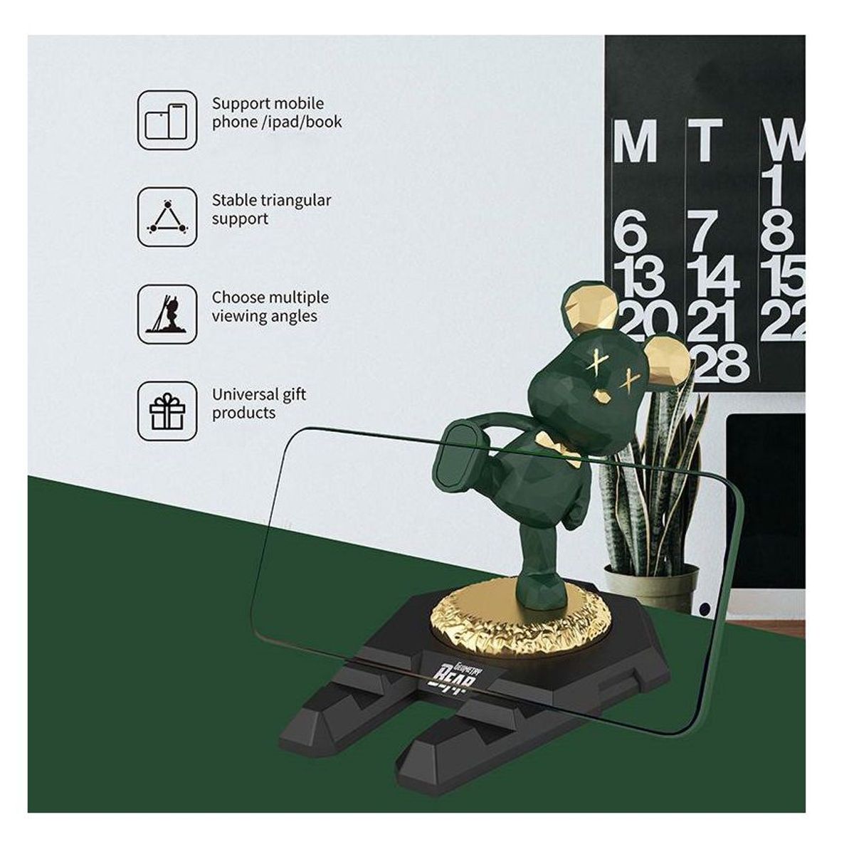 GENERICO - Soporte de teléfono universal diseño de ratón - Verde