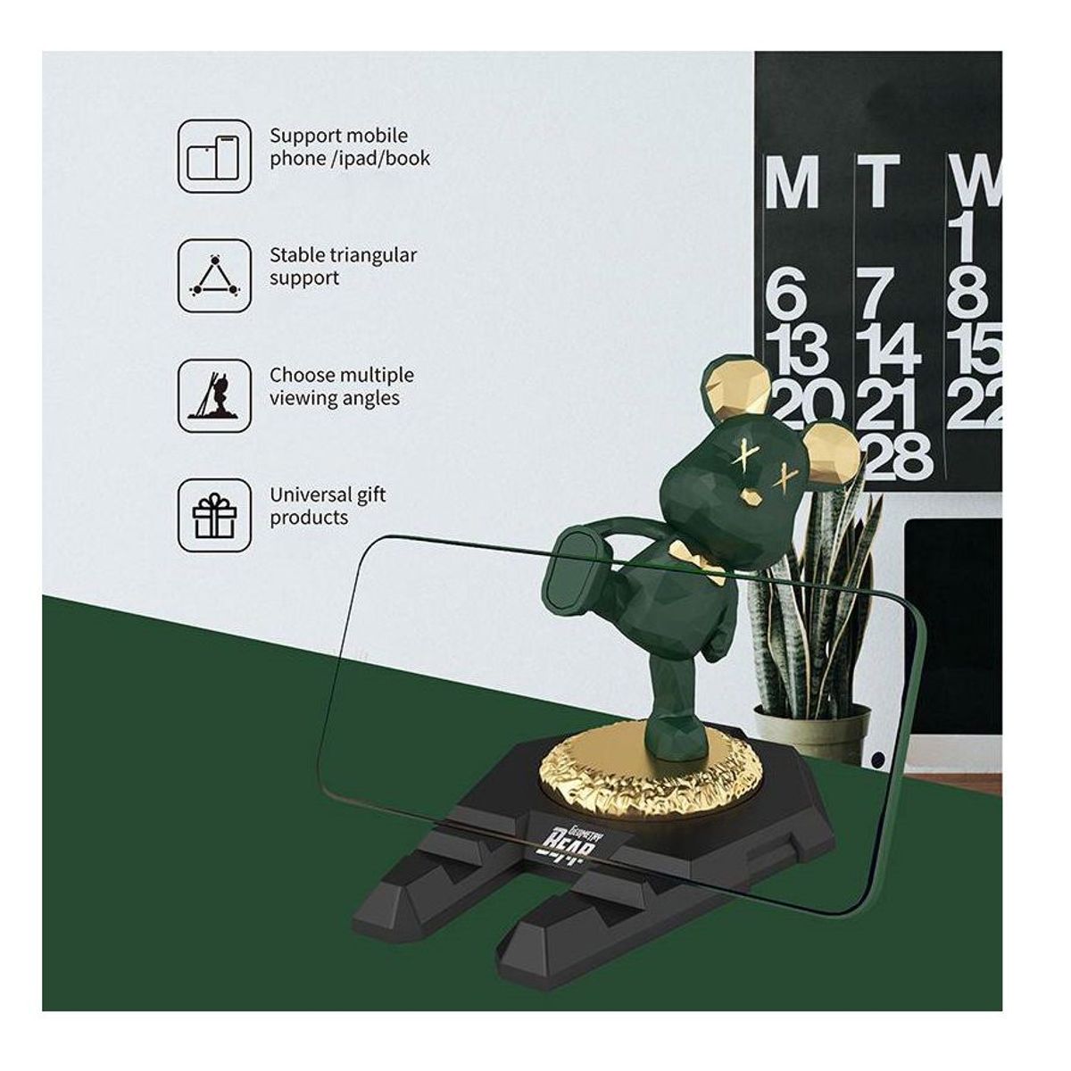 GENERICO - Soporte de teléfono universal diseño de ratón - Verde