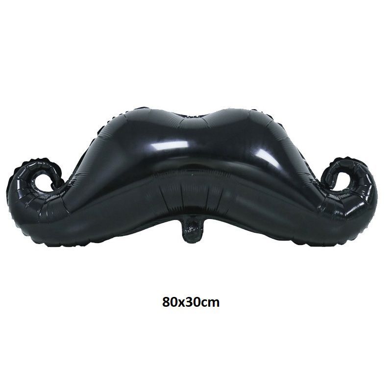 GENERICO - Globo metálico grande bigote negro