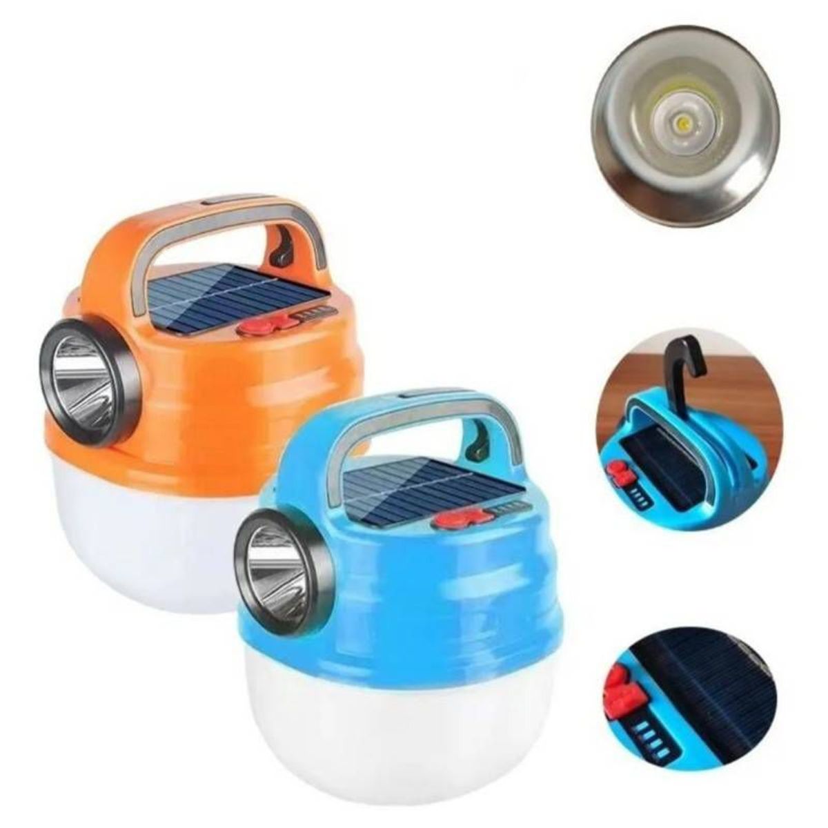 GENERICO - Linterna recargable con panel solar Portatil NARANJA