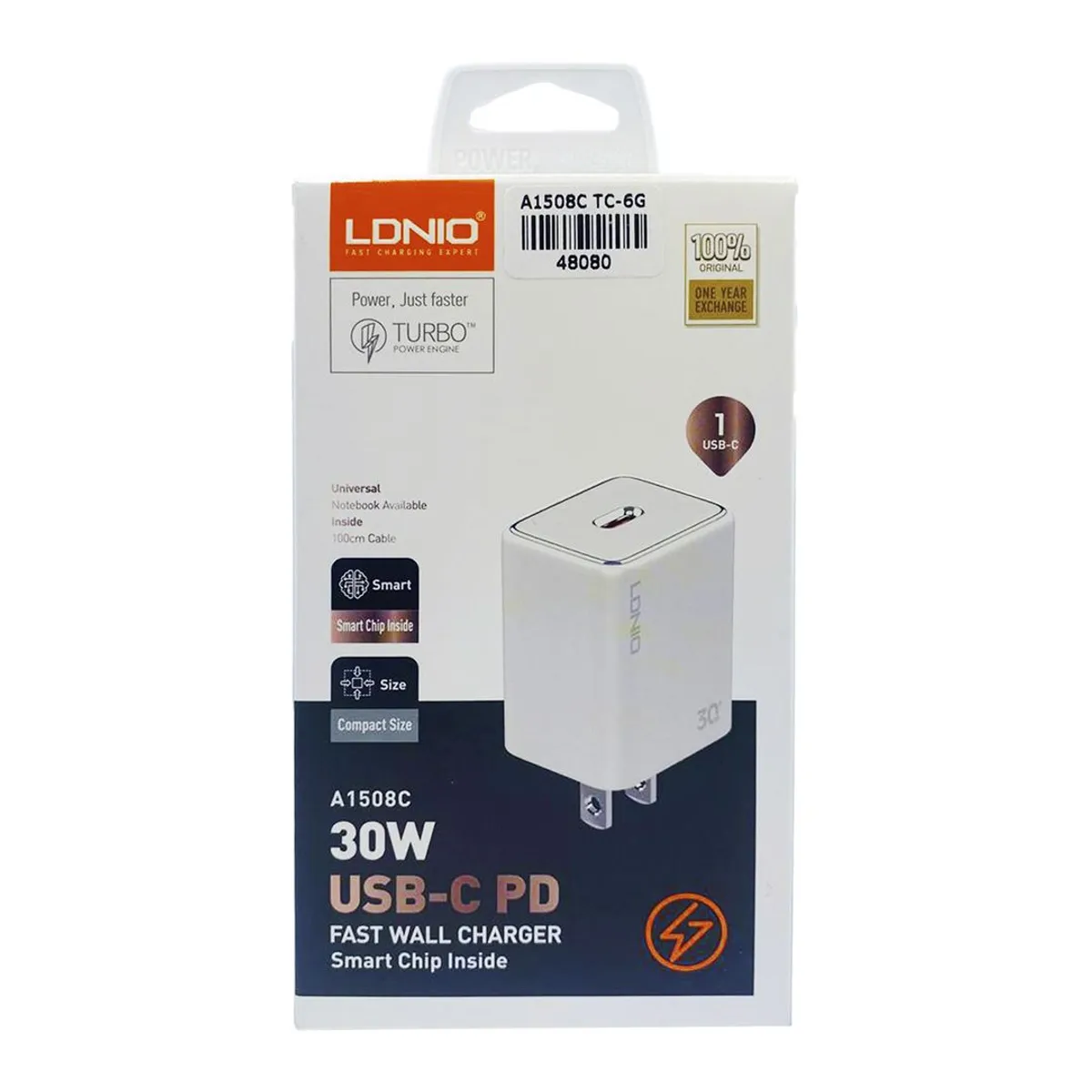 LDNIO - Cargador De 30w IPhone 14, 14 Pro, 14Pro Max + Cable de 1mt
