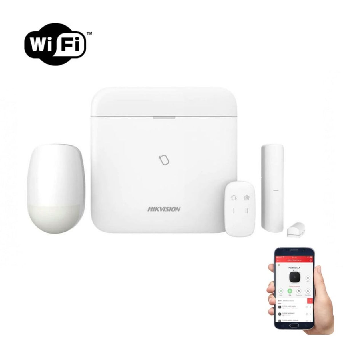 HIKVISION - KIT ALARMA WIFI 48 ZONAS INCLUYE PANEL, PIR, MAGN Y PULSADOR HK-DS-PWA48-KIT-WB