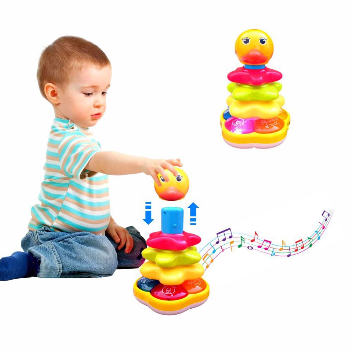 GENERICO - Juguete Patito Apilable Luces y Sonidos en Inglés y Español