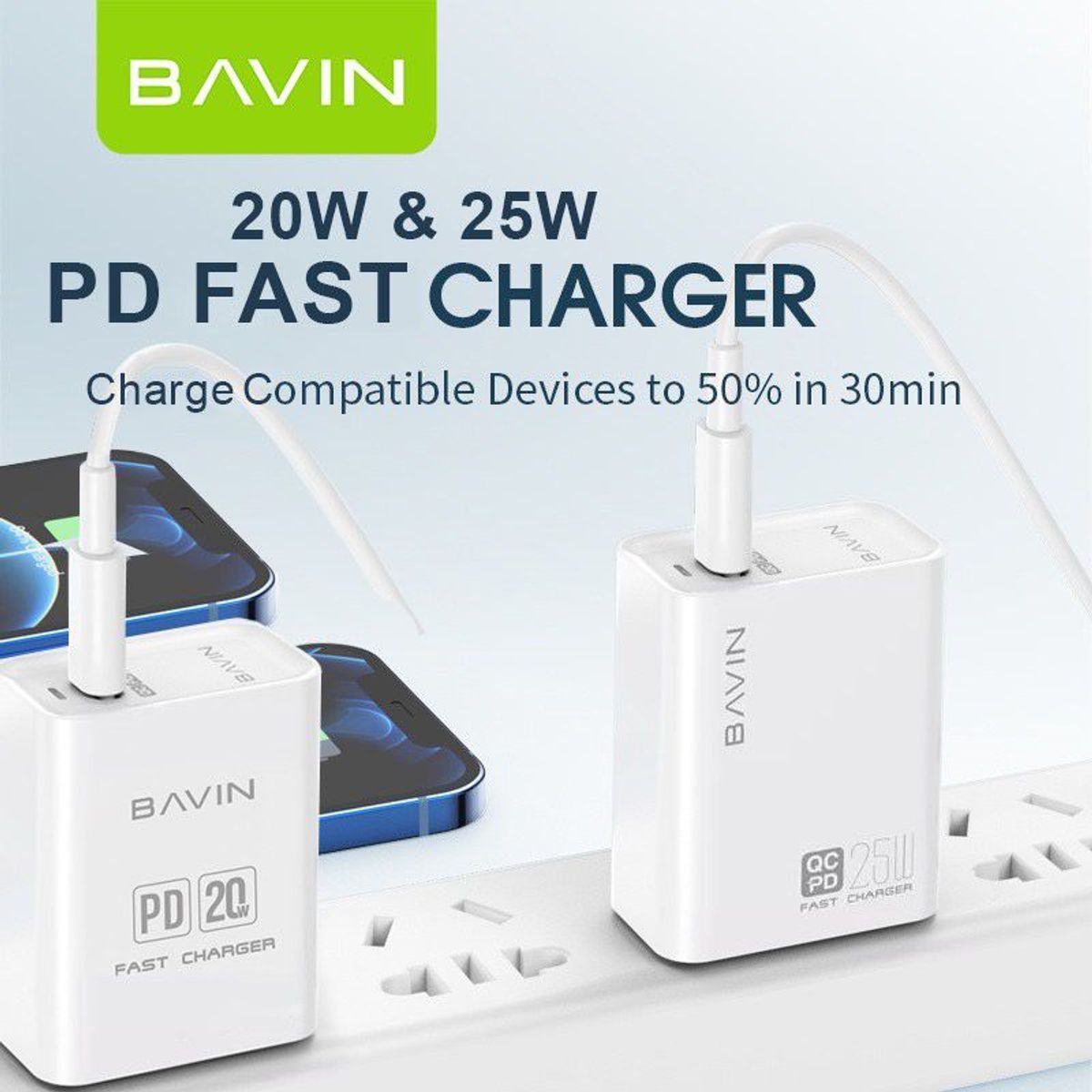BAVIN - BAVIN PC657 CARGADOR RAPIDO 25W QC  PD