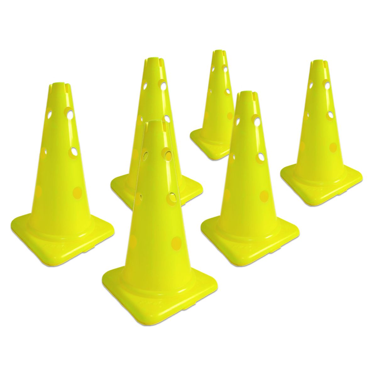 GENERICO - CONOS DEPORTIVO 36CM C/ ORIFICIO 6 UDS 3 VARILLAS AMARILLO