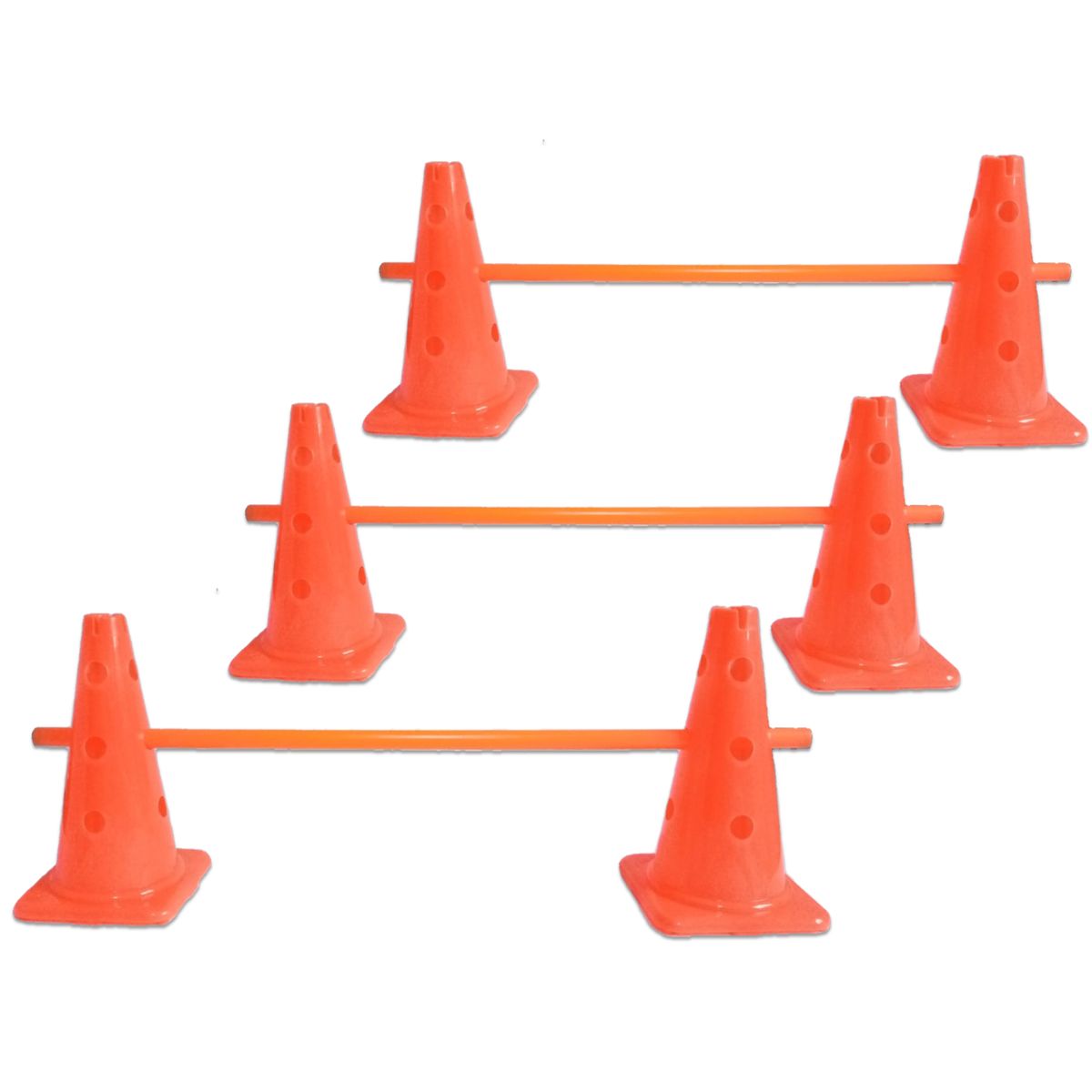 GENERICO - CONOS DEPORTIVO 36CM C/ ORIFICIO 6 UDS 3 VARILLAS NARANJA