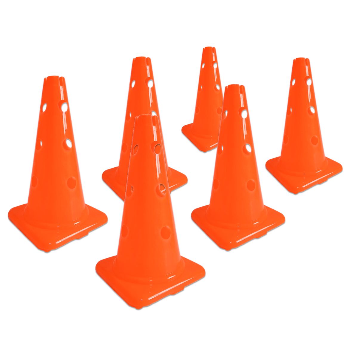 GENERICO - CONOS DEPORTIVO 36CM C/ ORIFICIO 6 UDS 3 VARILLAS NARANJA