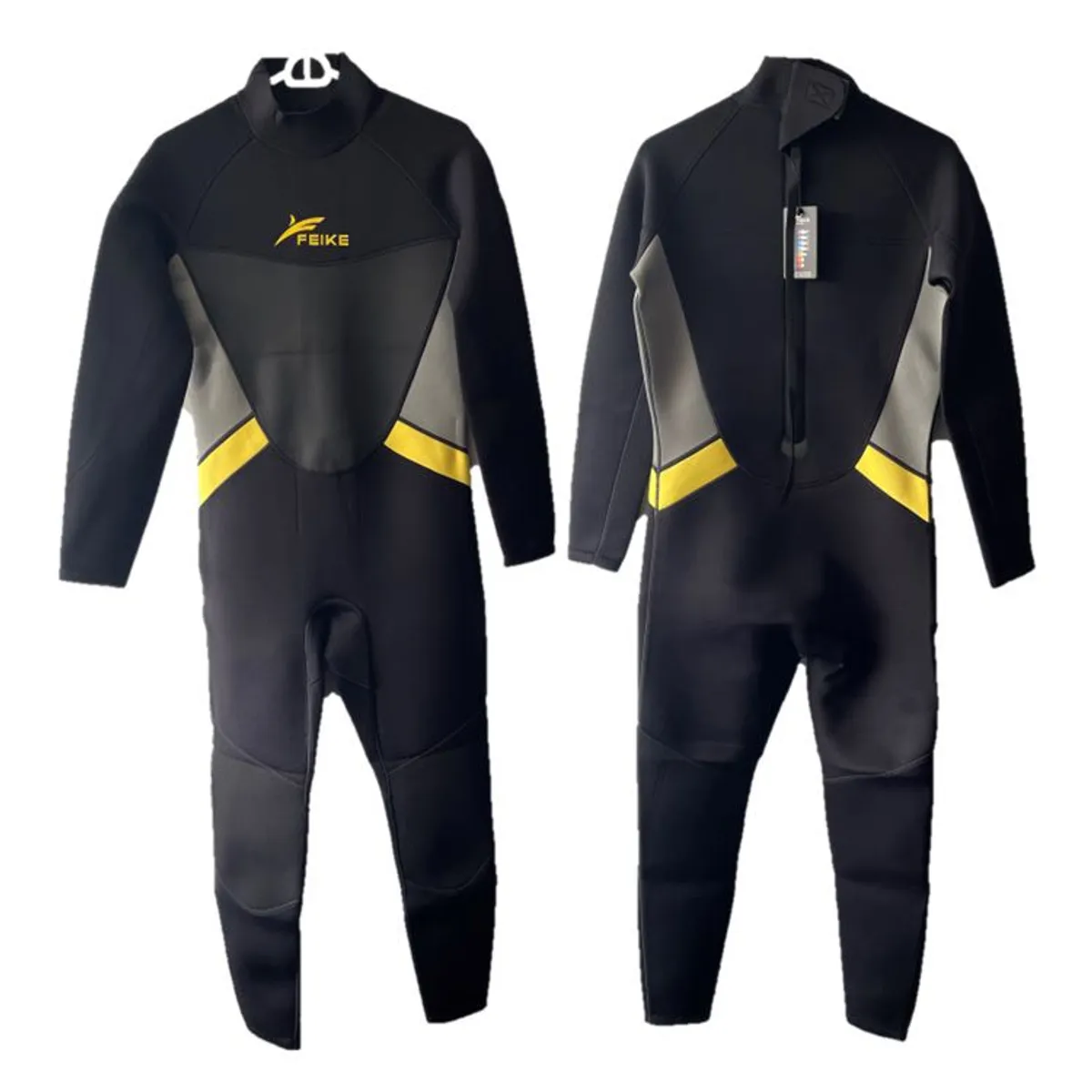 FEIKE - Wetsuit M Neopreno 3mm Negro Amarillo Cierre Espalda