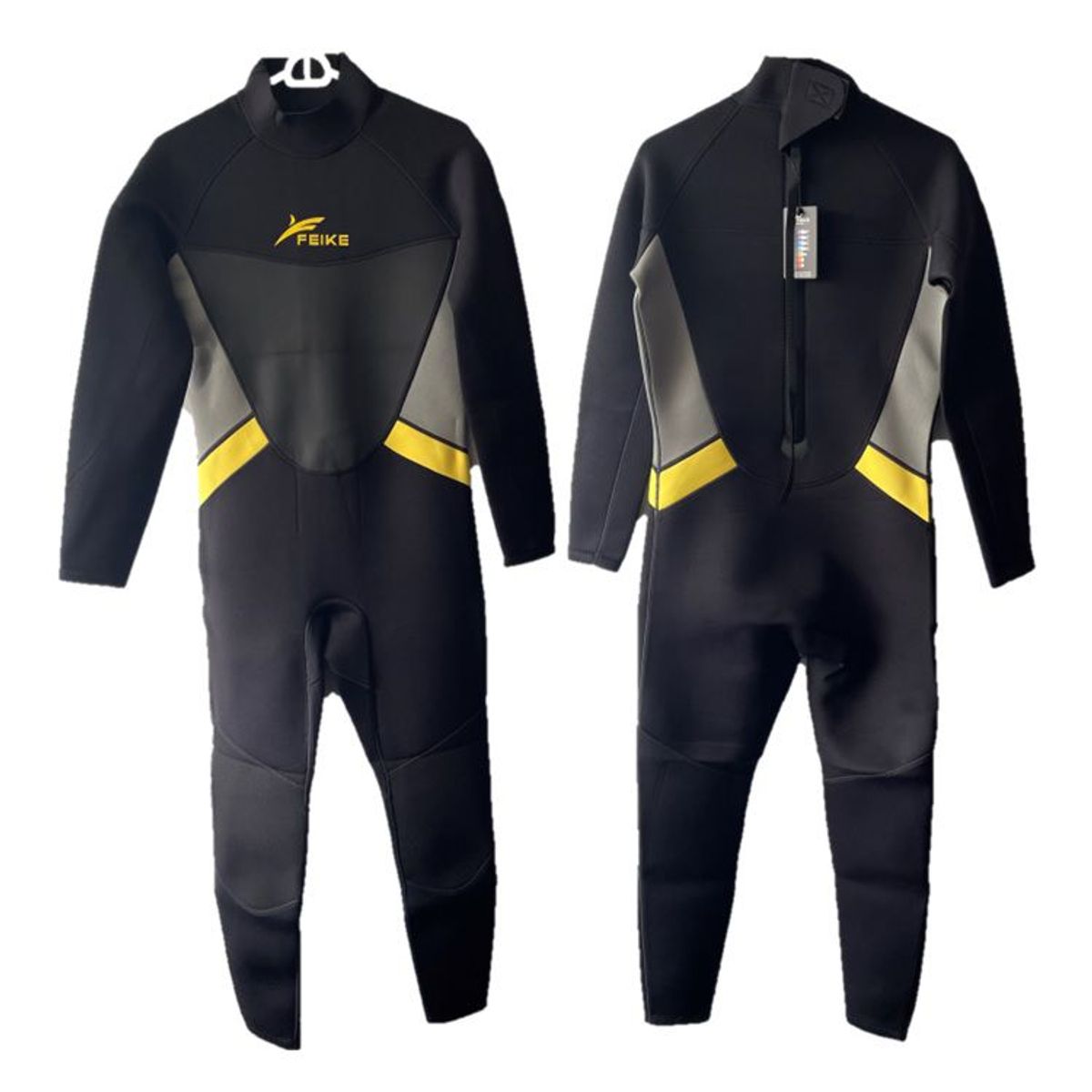 FEIKE - Wetsuit XXL Neopreno 3mm Negro Amarillo Cierre Espalda