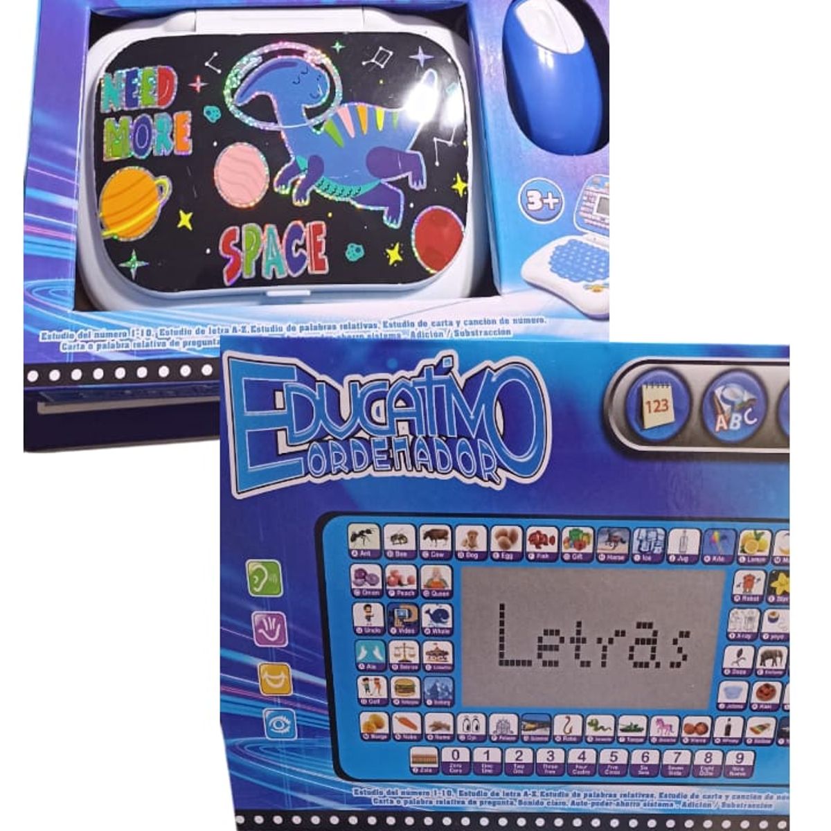 GENERICO - MINI LAPTOP EDUCATIVA  CON MOUSE NUEVOS MODELOS CELESTE