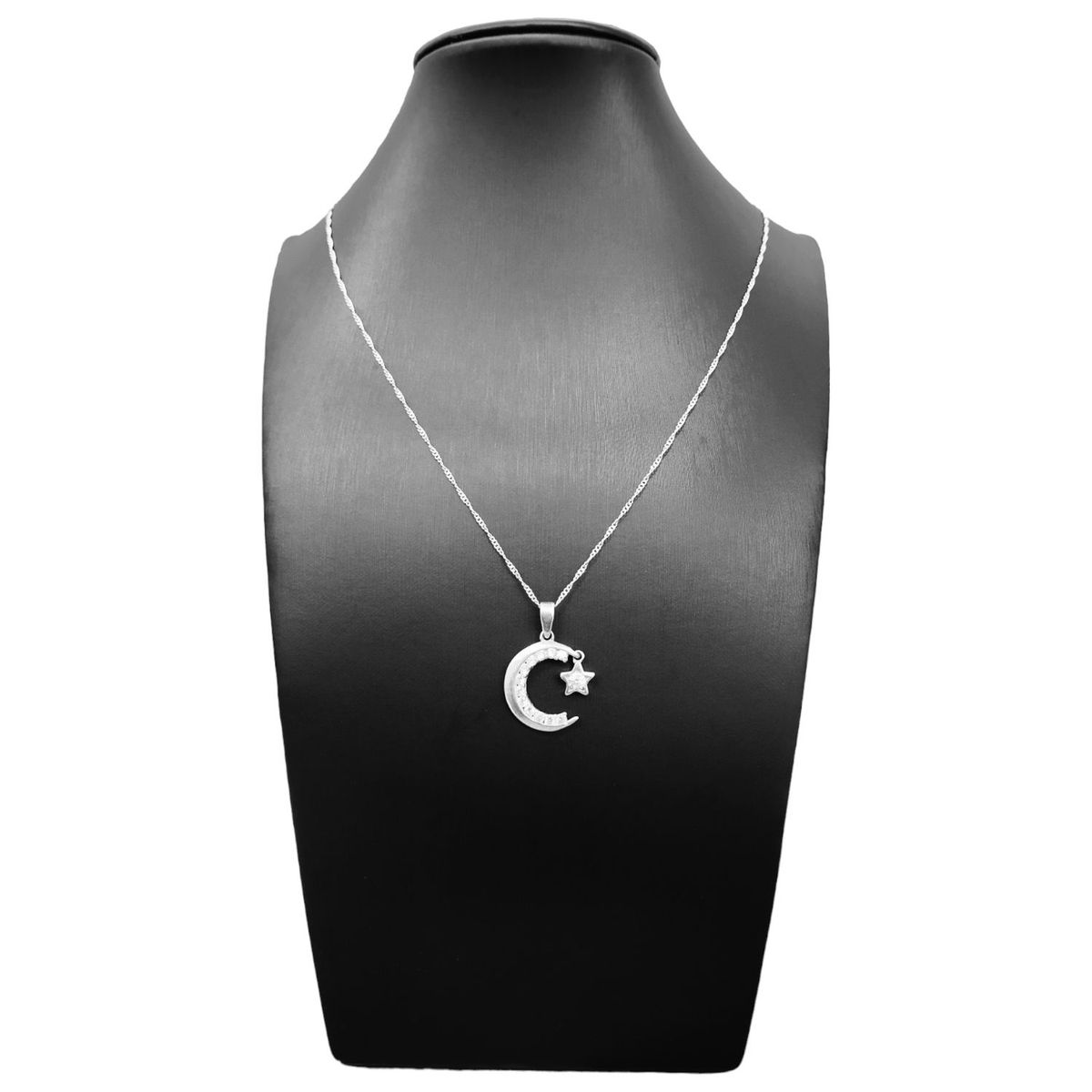 GENERICO - Collar Mujer Media Luna Plata 950 Circón Suizo Color Blanco